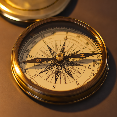 Vintage Brass Compass Still Life
